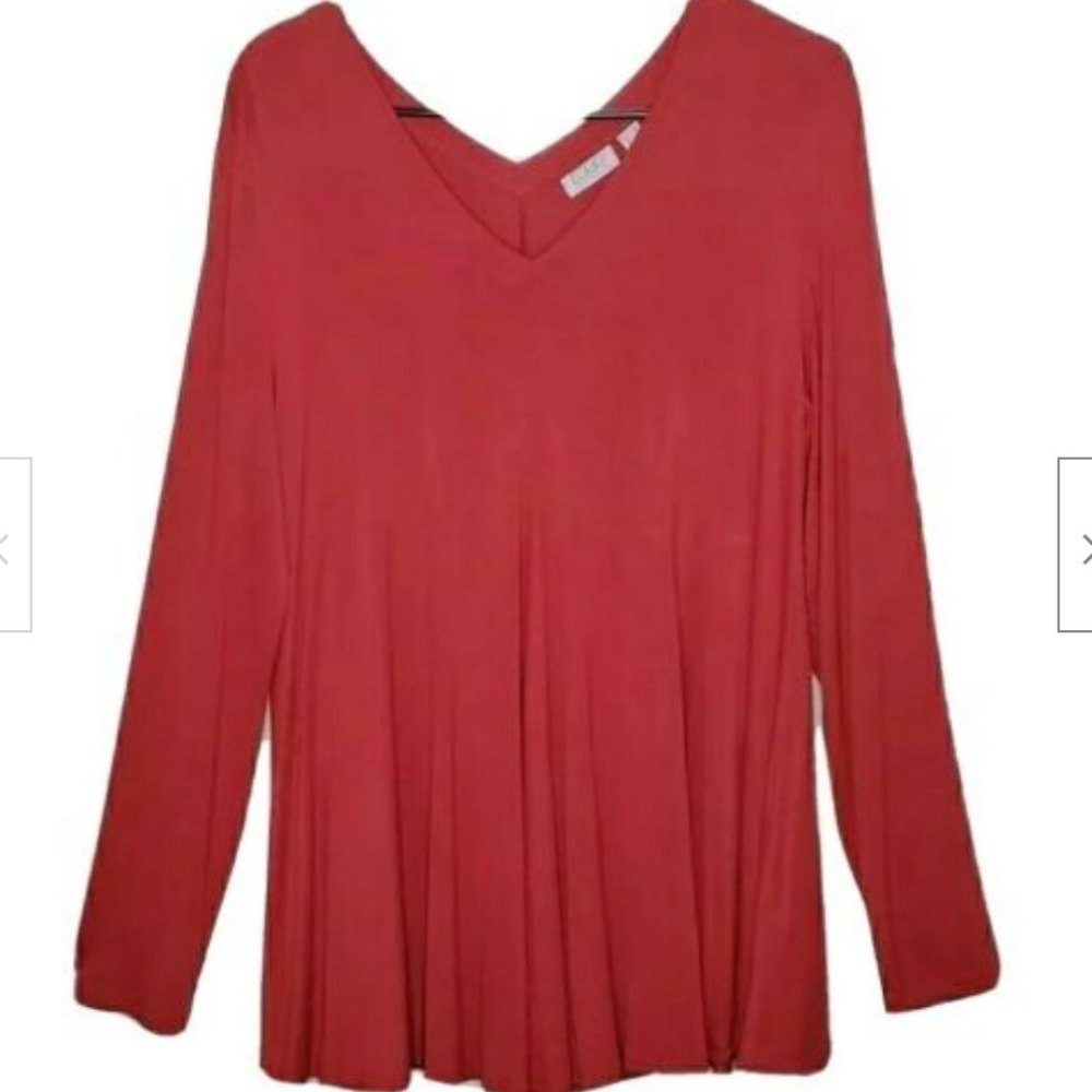 LOGO Lori Goldstein Top Sz M Orange Rust Womens